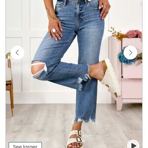 Freckled Poppy Lovervet Distressed Cropped Dad Jeans